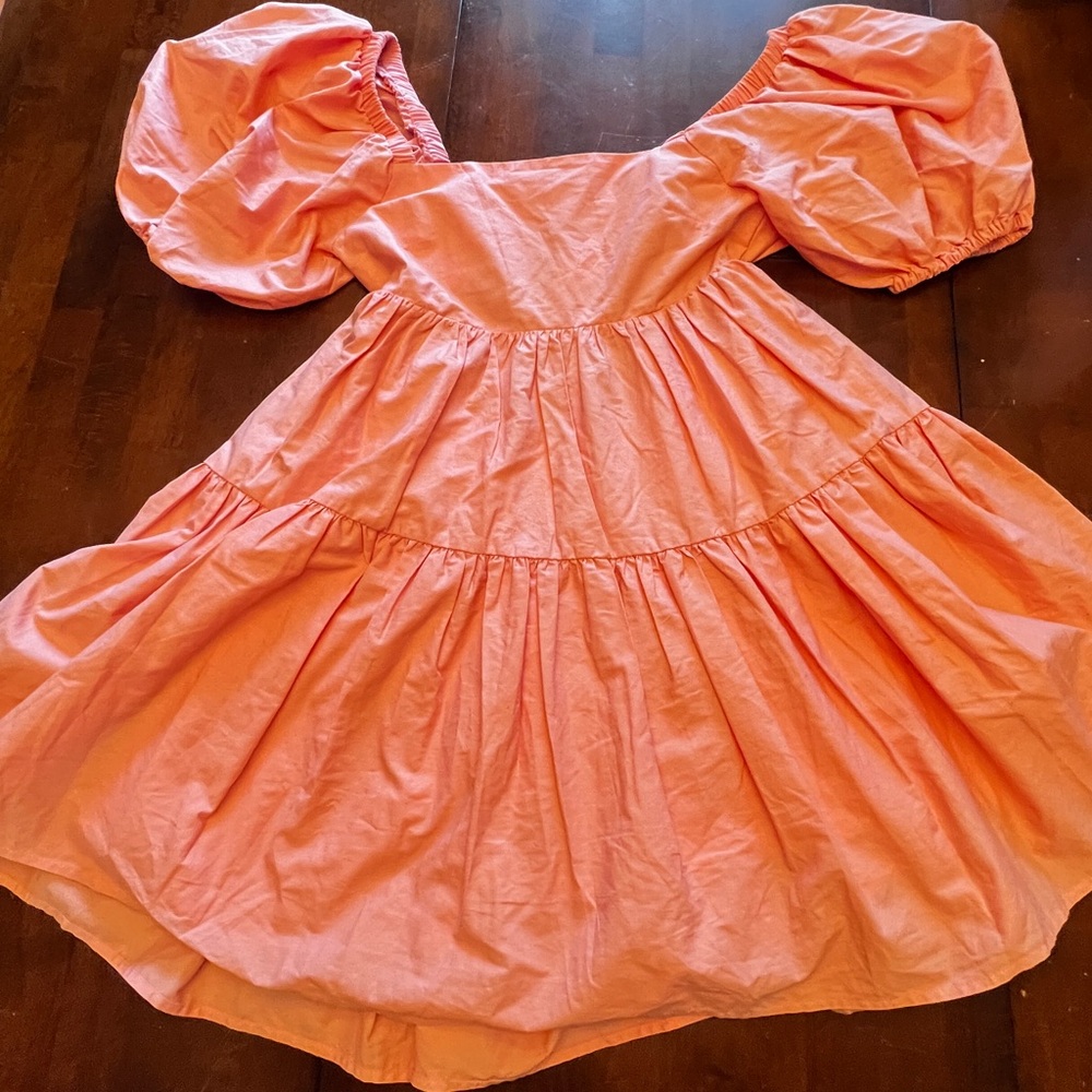 Hunter & Brown Pink Puff Sleeve Tiered Mini Dress - Picture 8 of 8